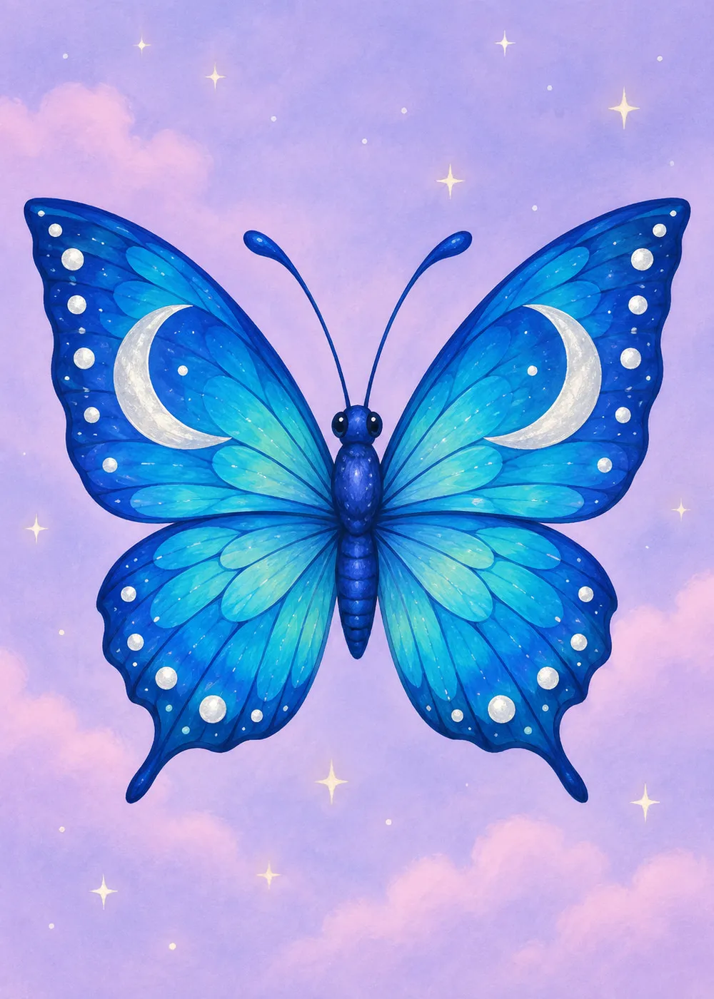 Blue butterfly with silver crescent patterns