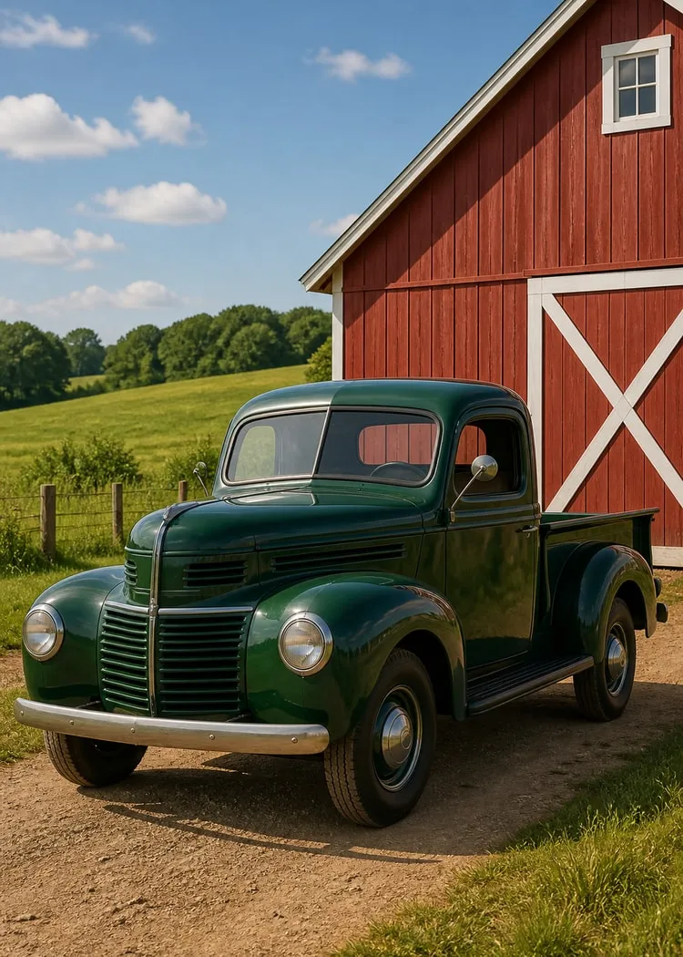 Green 1940s farm pickup