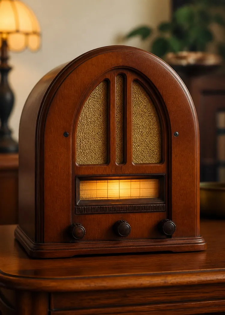Wooden tabletop radio